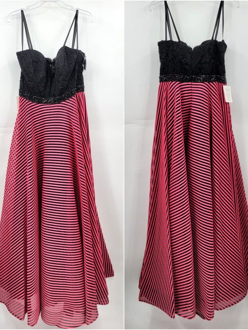 Colors Dress Strapless Pink Striped Puffy Skirt Beaded Top